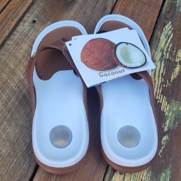 Coconut Hawaiian Jellys Slide Flip Flop Thong Flat Sandals Sz 11 - Picture 2 of 6
